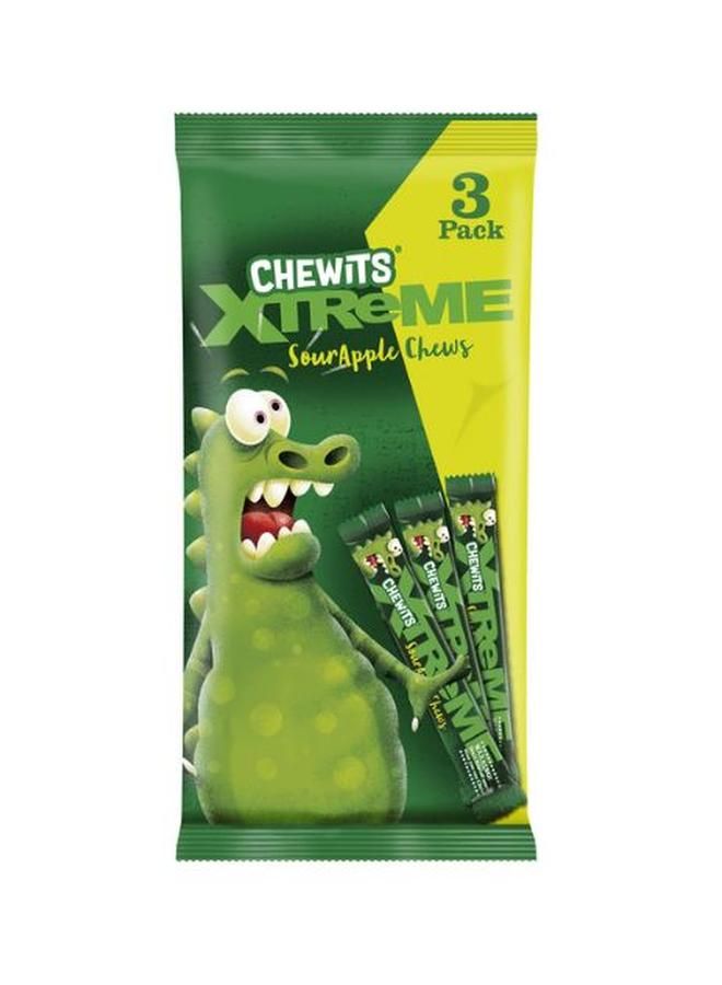 Chewits Xtreme Sour Apple Chews 3x34g