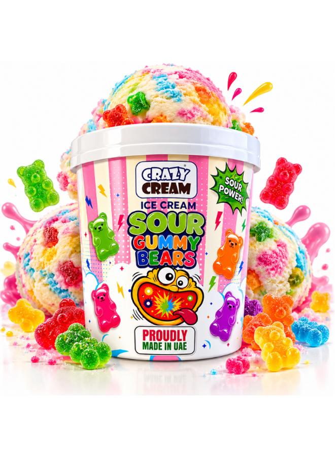 Crazy Cream Sour Gummy Bears Icecream 135g (1x8)