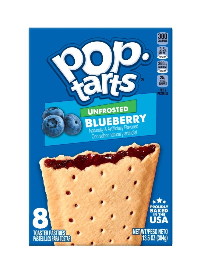 Pop-Tarts Unfrosted Blueberry Toaster Pastries 384g, 8 Pastries